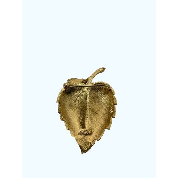 Vintage Avon Jewelry Textured Leaf Brooch Goldtone Leaves Autumn - Picture 2 of 3
